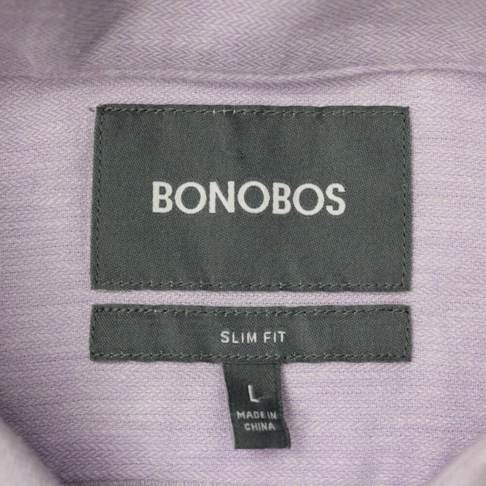 Bonobos‎ Shirt Mens Large Pink Slim Fit Linen/Cotton Long Sleeve Cutaway Collar - Picture 8 of 14